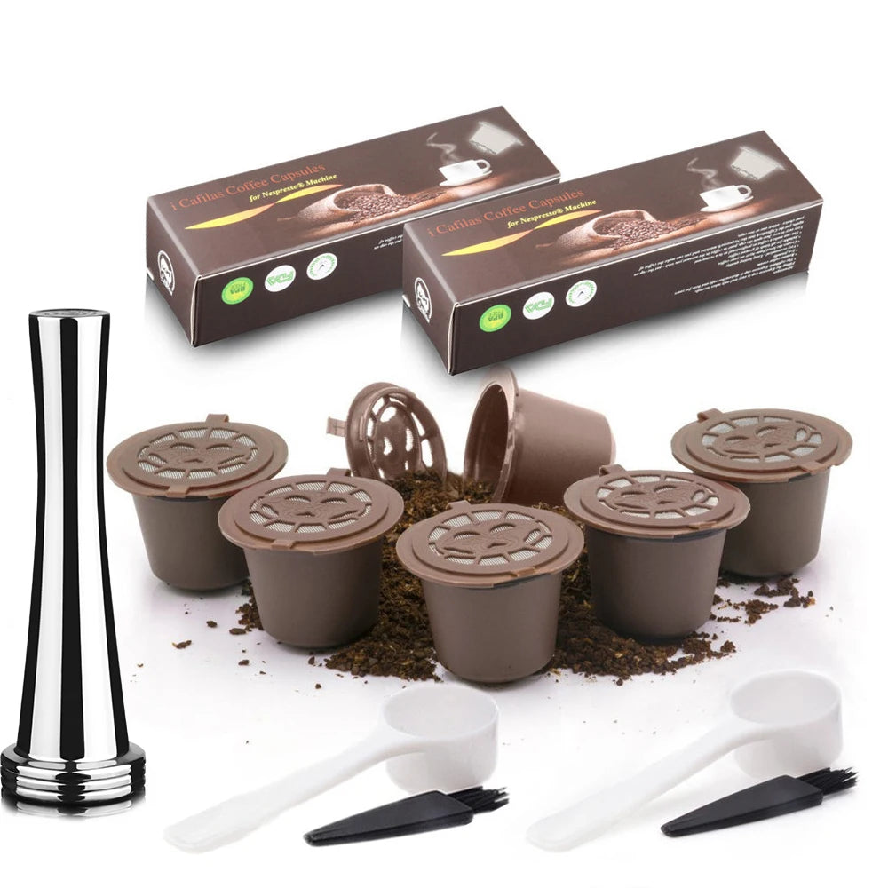 Reusable Nespresso Capsule with Stainless Steel Filter Mesh Refillable Coffee Capsule Qst 6pods BR T