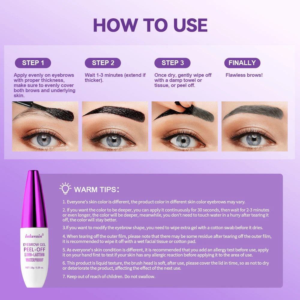 Waterproof Tear-Off Eyebrow Dye Glue – 4 Colors, Long-Lasting Eyebrow Dye Glue Qst