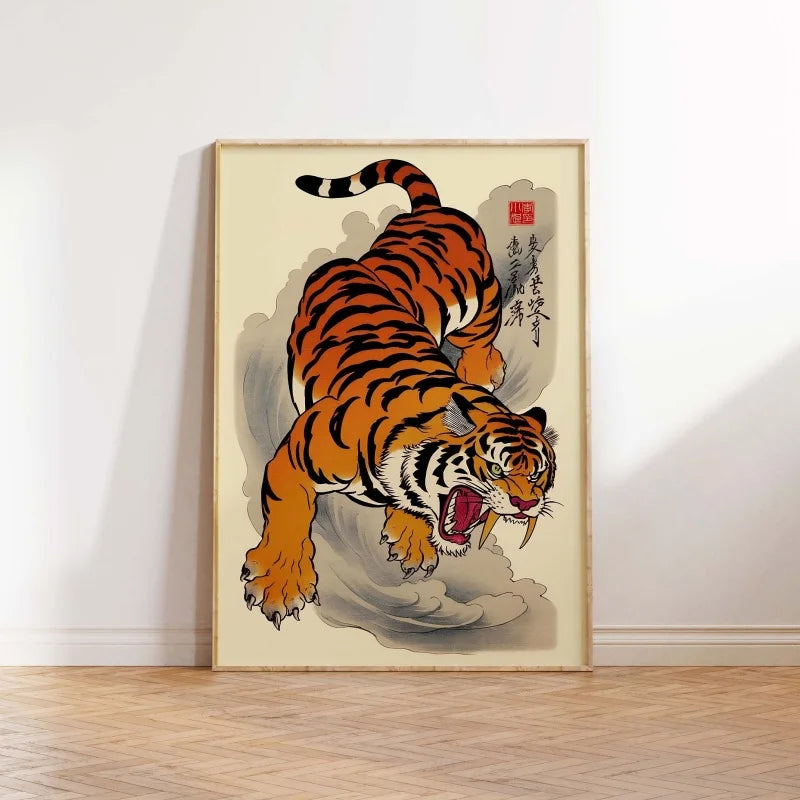 Tiger & Panther Canvas Wall Art – Jungle Tropical Poster Canvas Wall Art Qst