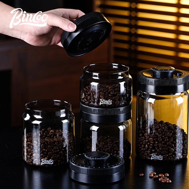 BINCOO Airtight Glass Coffee Storage Jar with Date Tracker Glass Storage Jar Qst