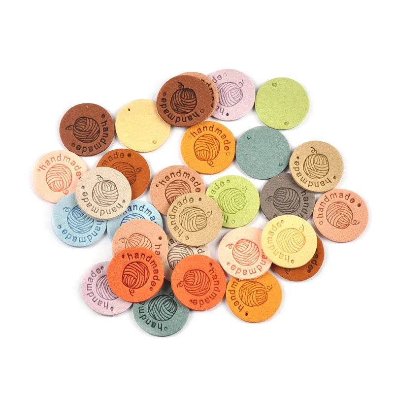 PU Leather Round Embossed Labels for Bags & Garments – 20pcs Leather Craft Labels Qme