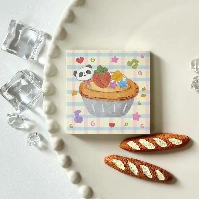 Cute Cartoon Food Memo Sticker Paper | DIY Craft Notes 5x5cm Memo Sticker Paper Qme A2