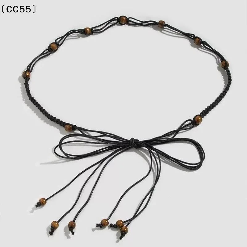 Women's Thin Canvas Waist Belt – Knotted Vintage Dress Tie Women's Waist Belt Qst