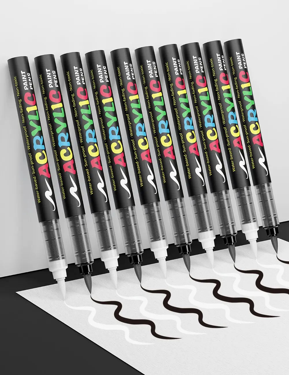 Acrylic Paint Markers Black & White Set | High Ink Capacity Acrylic Paint Markers Qme