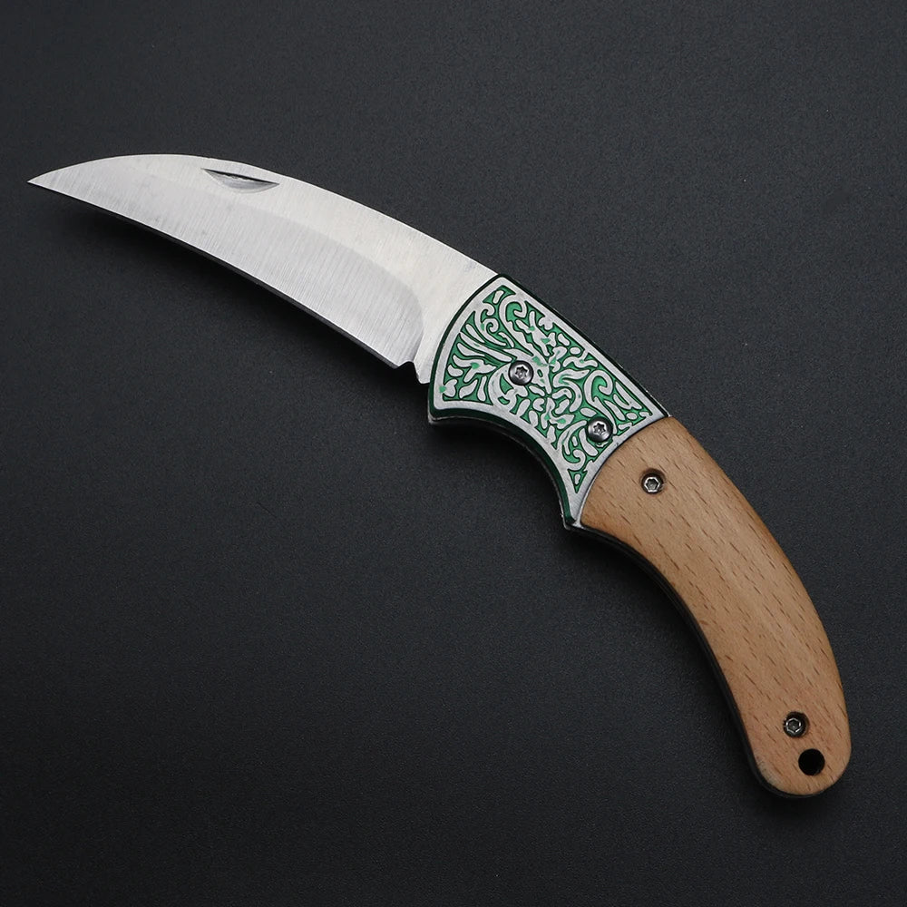 XUANFENG Wooden Handle Folding Pocket Knife – Camping EDC Folding Pocket Knife Qst