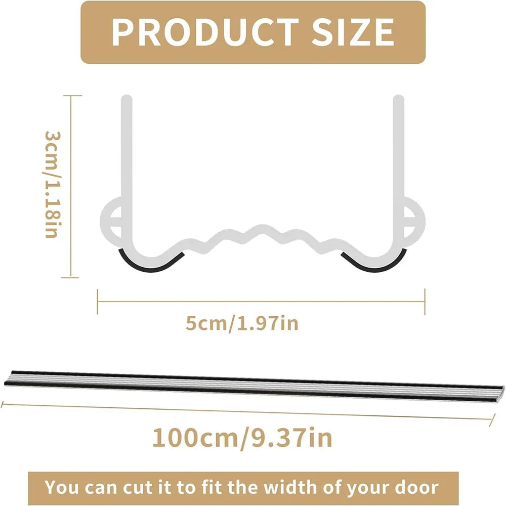 Triple Seal Door Bottom Draft Stopper Weather Strip – 100cm PVC Door Weather Strip Qme