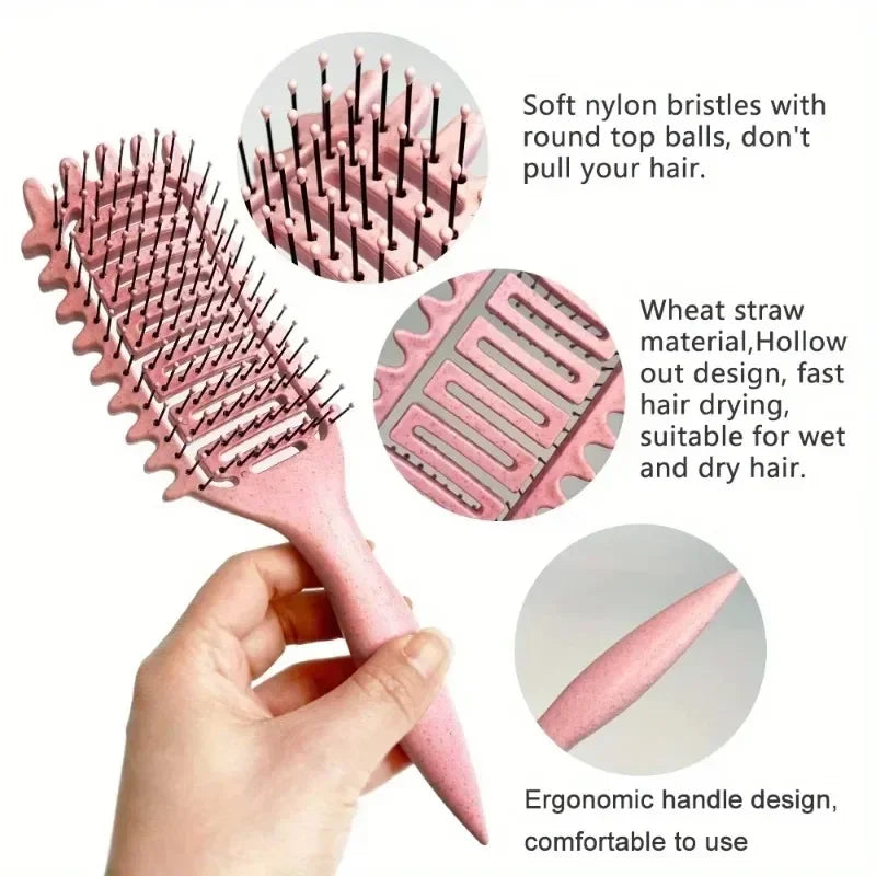 Curl Define Detangling Hair Brush – Hollow Vented Styling Curl Styling Brush Qme