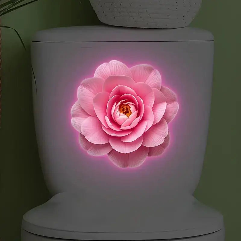 Luminous Lotus Toilet Seat Sticker Glow Night Light PVC Decal Bathroom Decal Sticker Qme