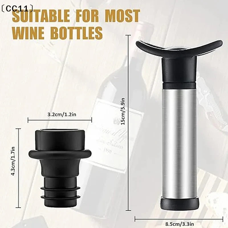 Stainless Steel Vacuum Wine Stopper & Manual Pump Saver Wine Stopper Qme