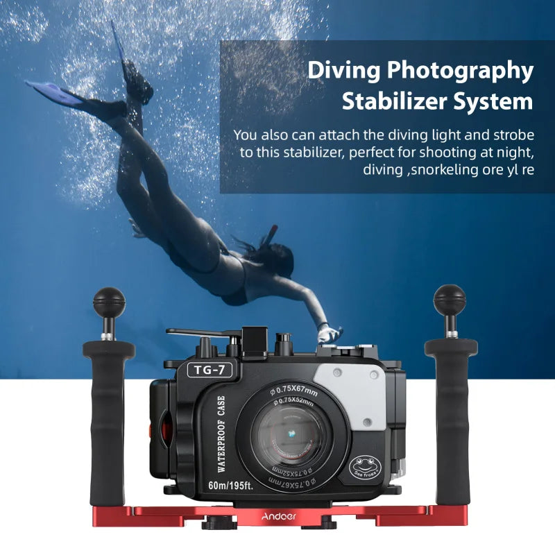 Andoer Dual Handle Underwater Camera Diving Rig Stabilizer Underwater Camera Rig Qst