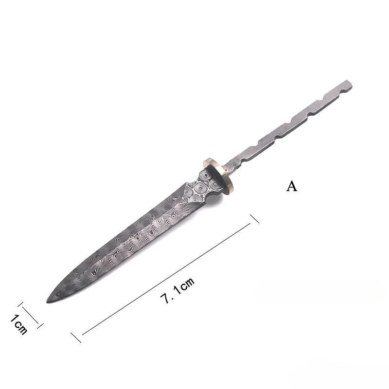 7cm Damascus Steel Tea Knife Billet – DIY Tea Cutter Tool Tea Knife Billet Qst A