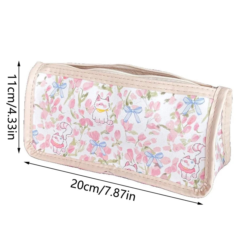 Tulip Kitten Transparent Pencil Case – Large Capacity Pouch Pencil Case Pouch Qst one size