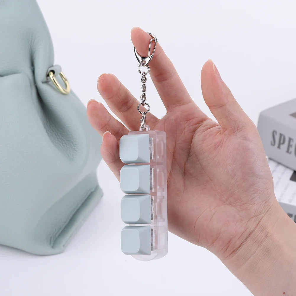 4-Key Keycap Fidget Clicker Cube Keychain Toy – 9 Colors Fidget Clicker Toy Qme