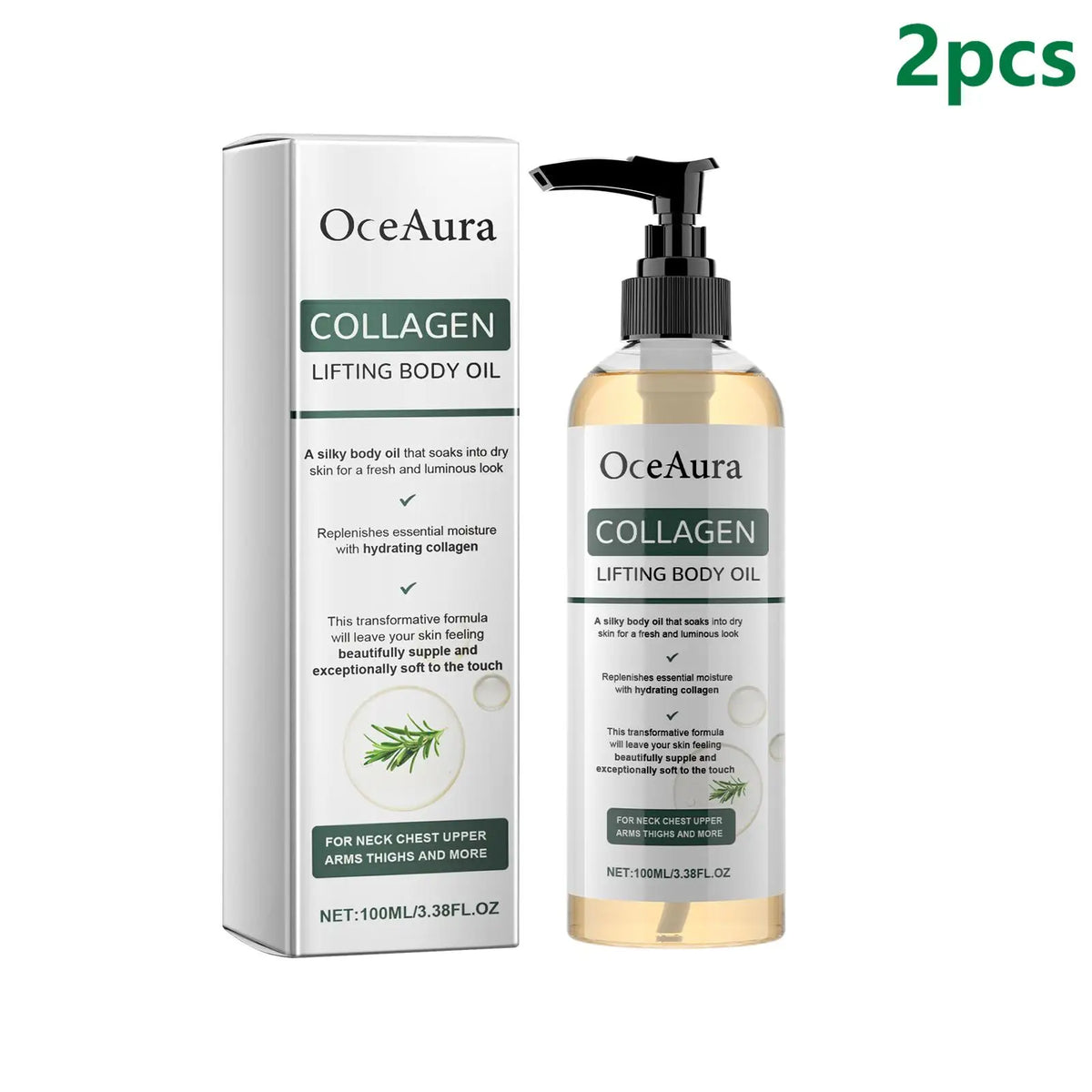 OceAura Collagen Rosemary Firming Body Oil – 100ml Firming Body Oil Qst 2pcs
