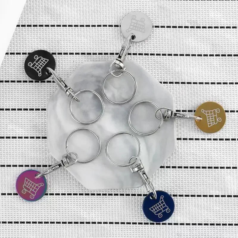 Mini Shopping Cart Token Keychain – Stainless Steel, 5 Colors Token Keychain Qme