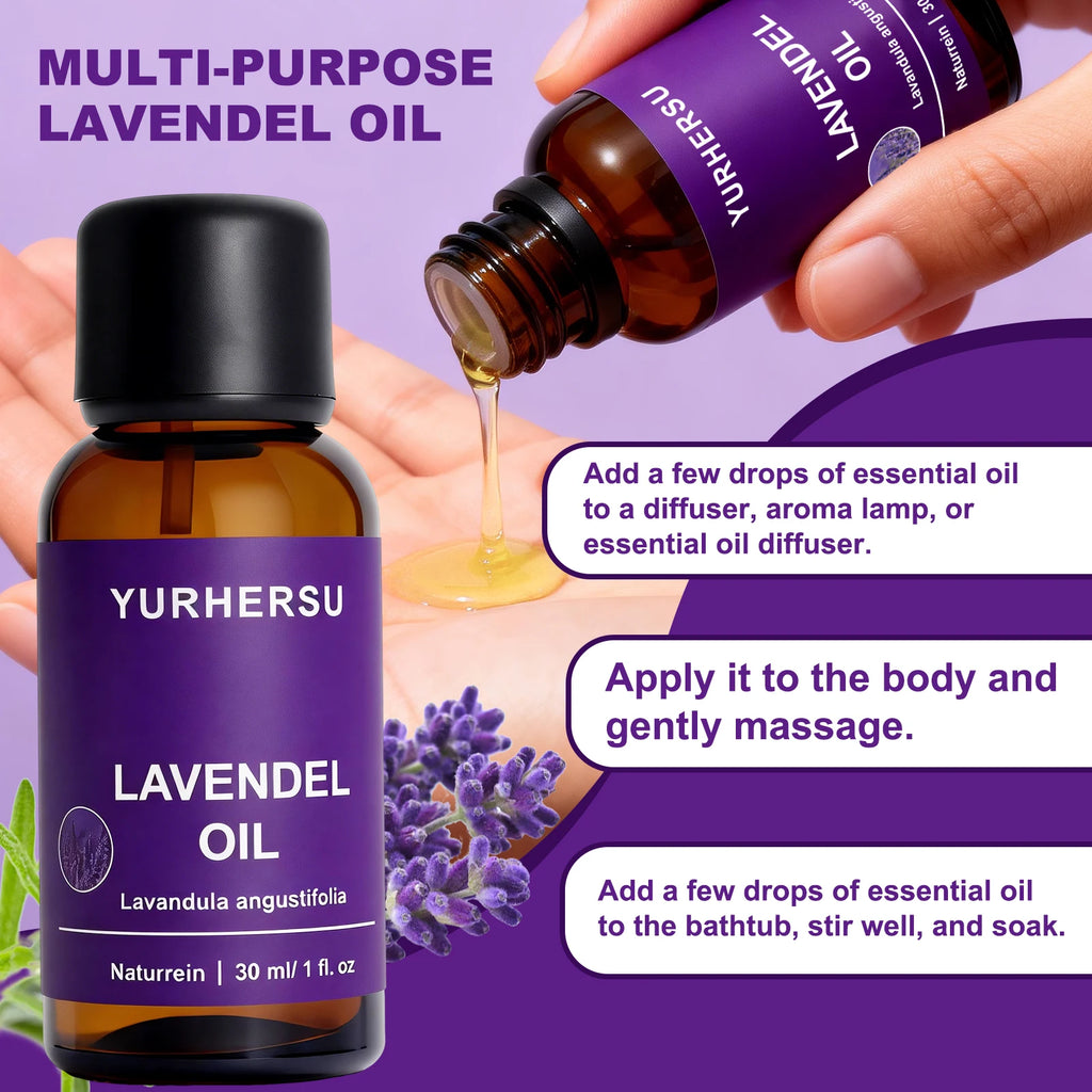 YURHERSU Pure Lavender Essential Oil 30ml – Skin & Hair Essential Oil Qst