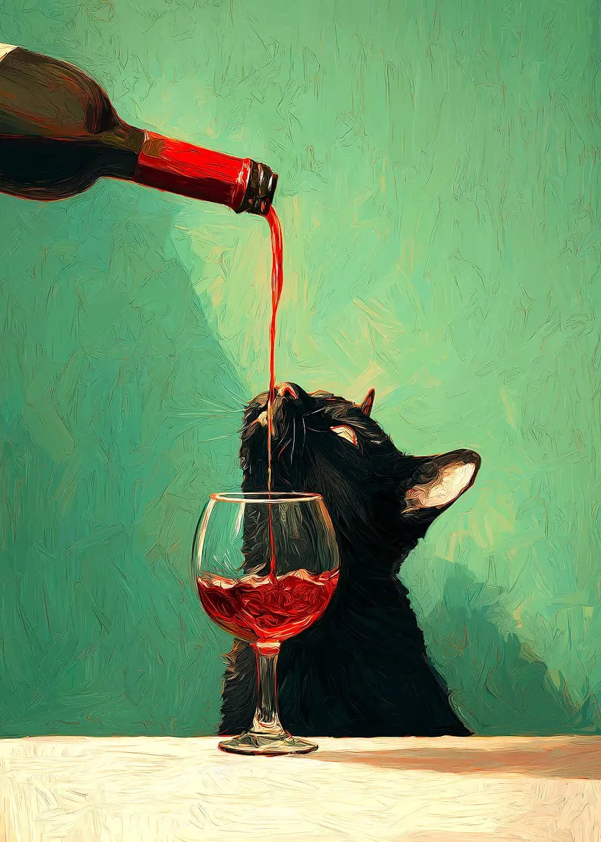 Black Cat Wine Canvas Wall Art – Modern Kitchen Decor Print Canvas Wall Art Qst 3 50X70cm No Framed