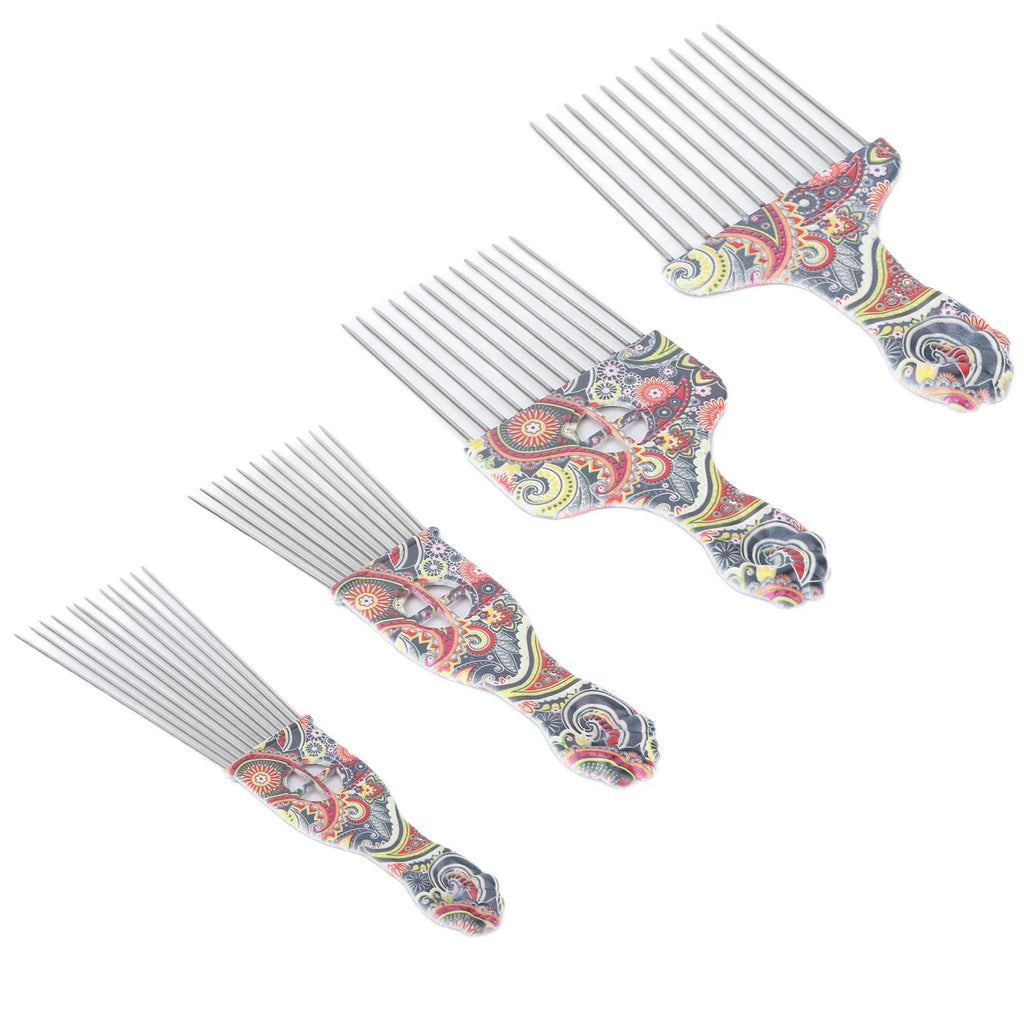 Afro Hair Pick Comb – Stainless Steel Detangler for Curly Hair Afro Hair Pick Comb Qme