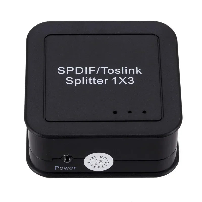 3-Way Digital Optical Audio Splitter SPDIF TOSLINK Hub Optical Audio Splitter Qme