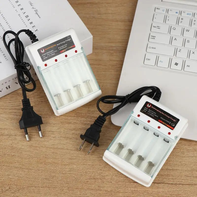 4-Slot AA AAA Battery Charger – Independent Slots, EU & US Plug Battery Charger Qme