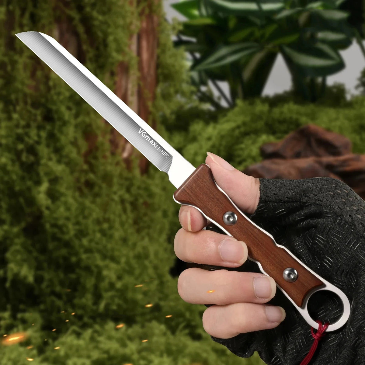 PLYS Handmade Stainless Steel Straight Knife – Outdoor & Kitchen Fixed Blade Knife Qst