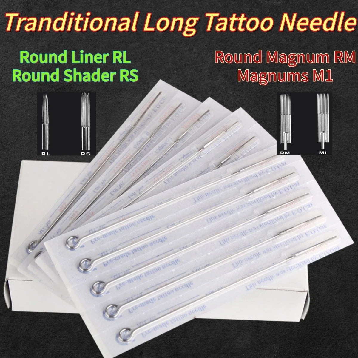 Disposable Tattoo Needles RL RS M1 RM | 316L Steel, EO Sterilized Disposable Tattoo Needles Qme 1209RM 50PCS One Box