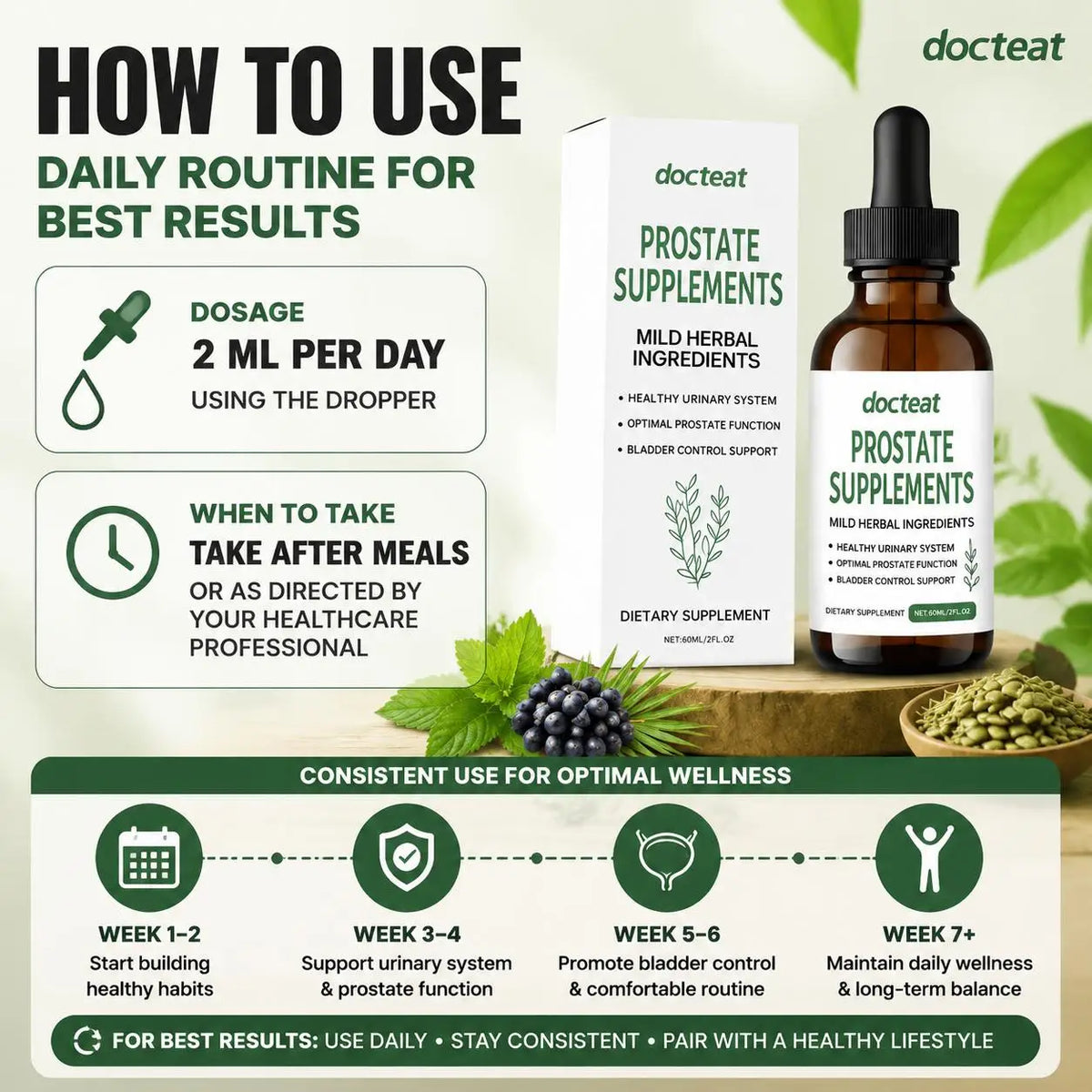 Men's Herbal Wellness Drops – Saw Palmetto & Pumpkin Seed 60mL Herbal Wellness Drops Qst