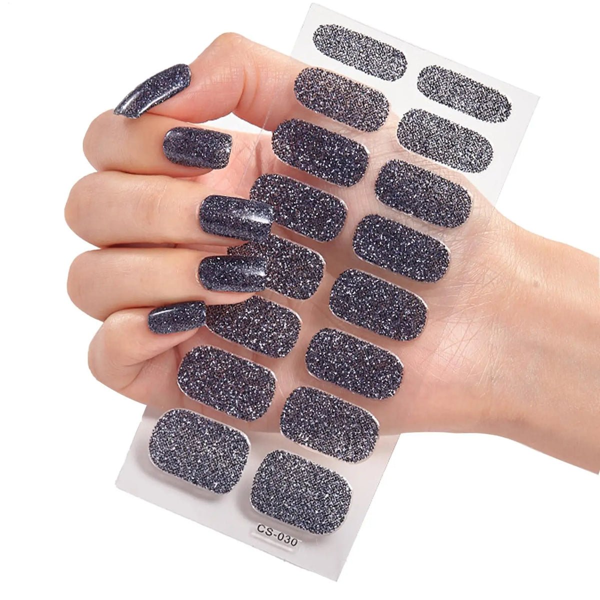 Glitter Full Cover Nail Polish Strips – 16 Tips, 5 Colors Nail Polish Strips Qme