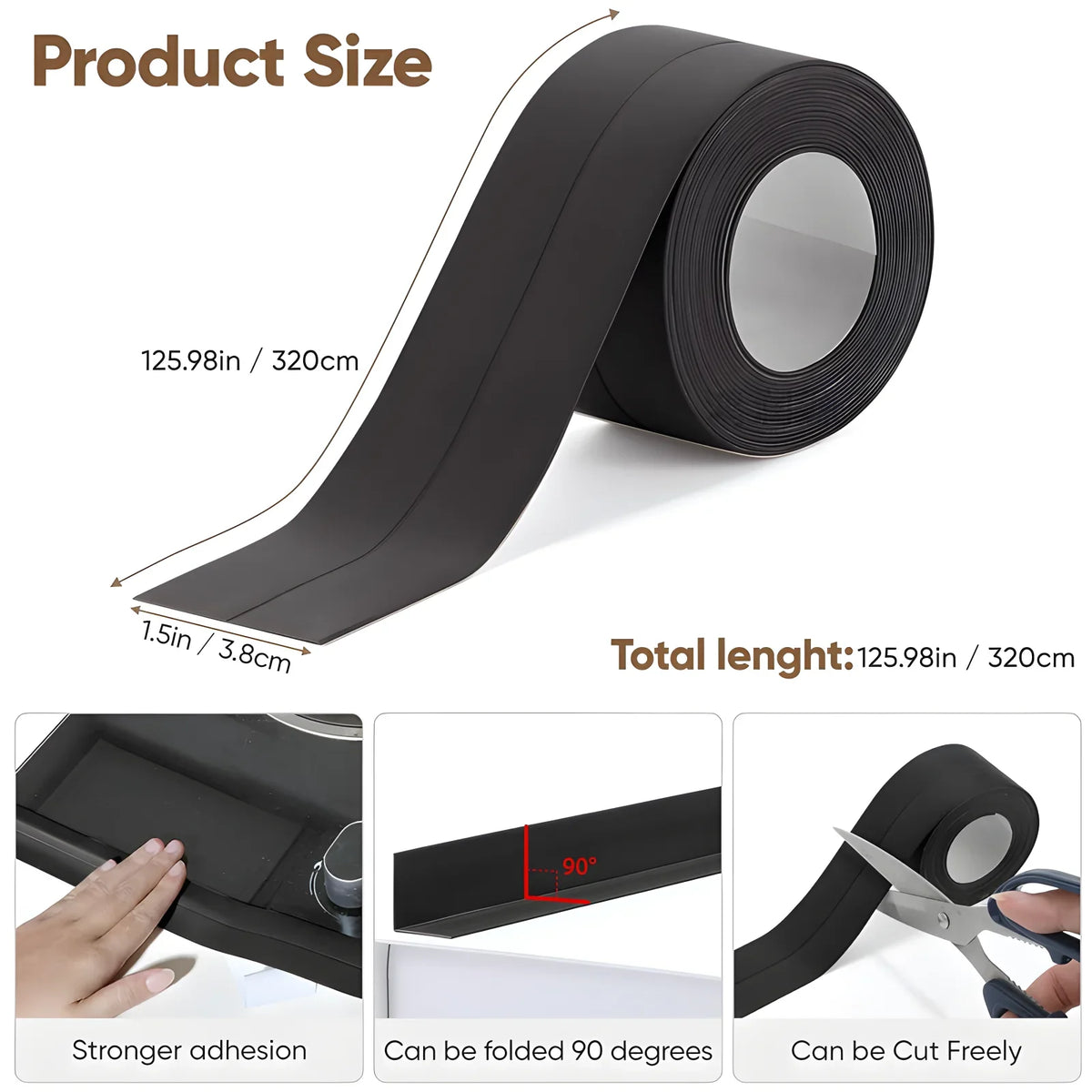 Waterproof PVC Self-Adhesive Sealing Tape Strip – Kitchen & Bath Sealing Tape Strip Qme