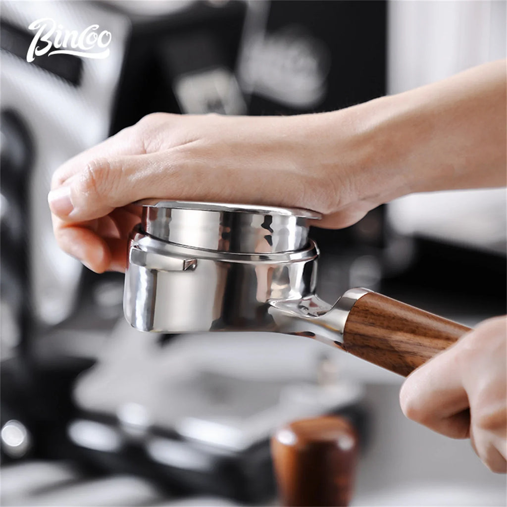 Bincoo Walnut Bottomless Portafilter 58mm – Open Espresso Handle Bottomless Portafilter Qst