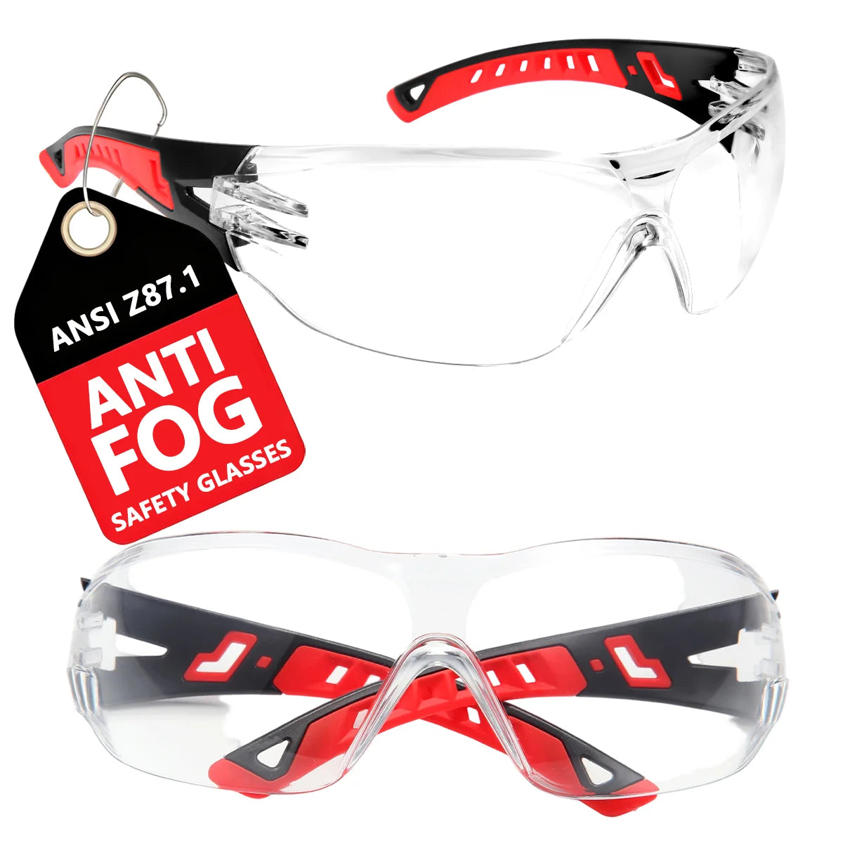 VOPHA ANSI Z87.1 Safety Glasses – Anti-Fog Clear Wraparound Safety Glasses Qst