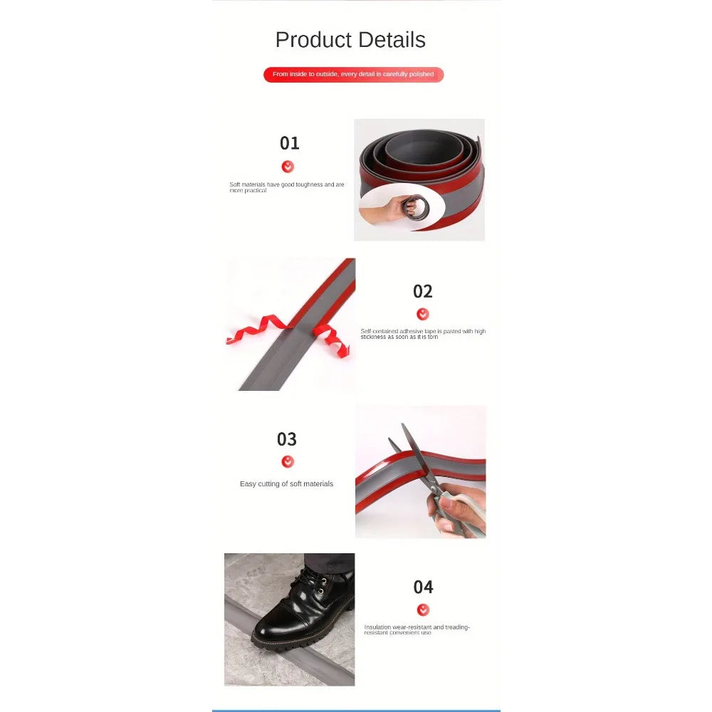 PVC Floor Cord Cover | Anti-Trip Cable Protector Wire Cover Floor Cord Cover Qme