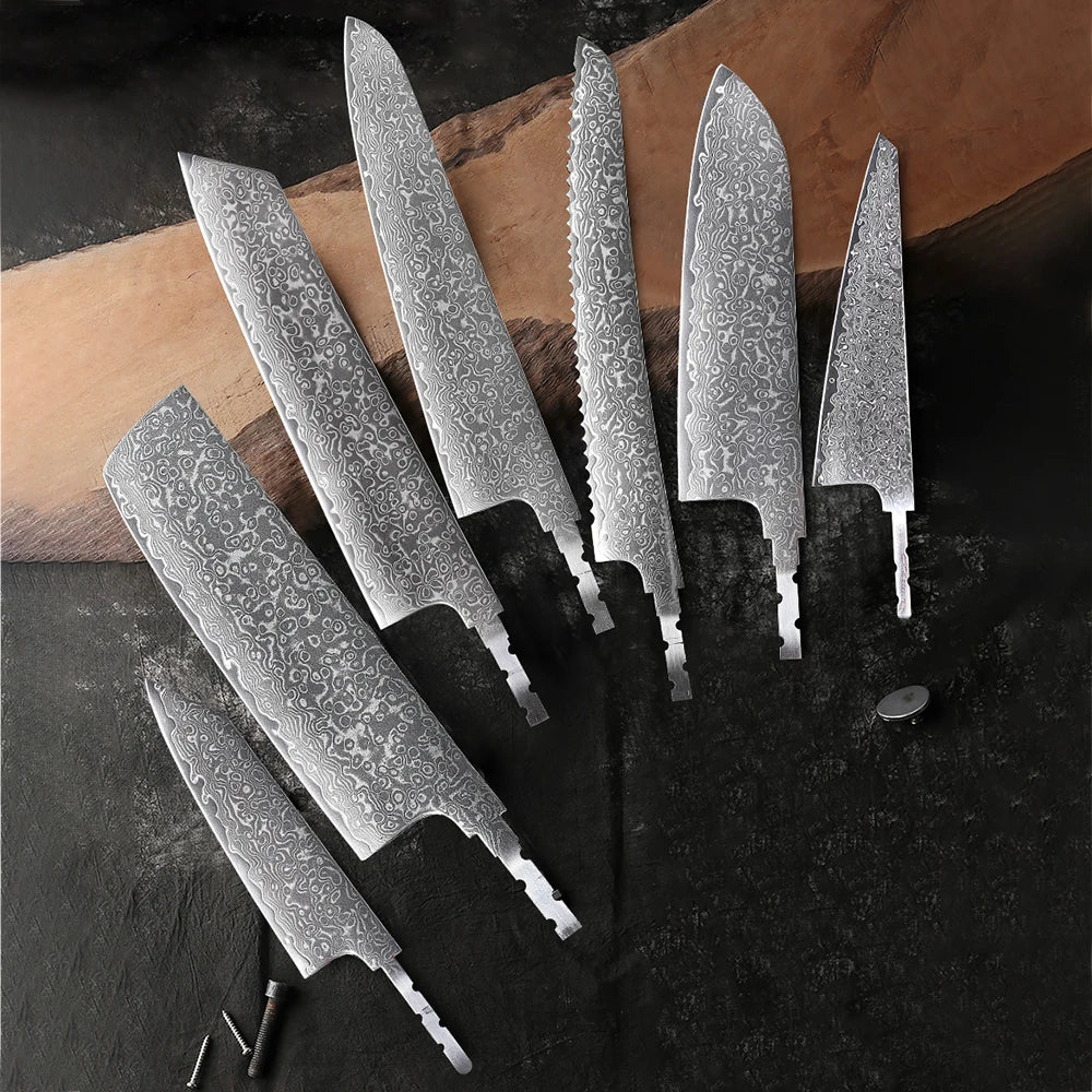 TURWHO Damascus Steel Knife Blank Blades – DIY Chef Knife Set Knife Blank Blade Qst
