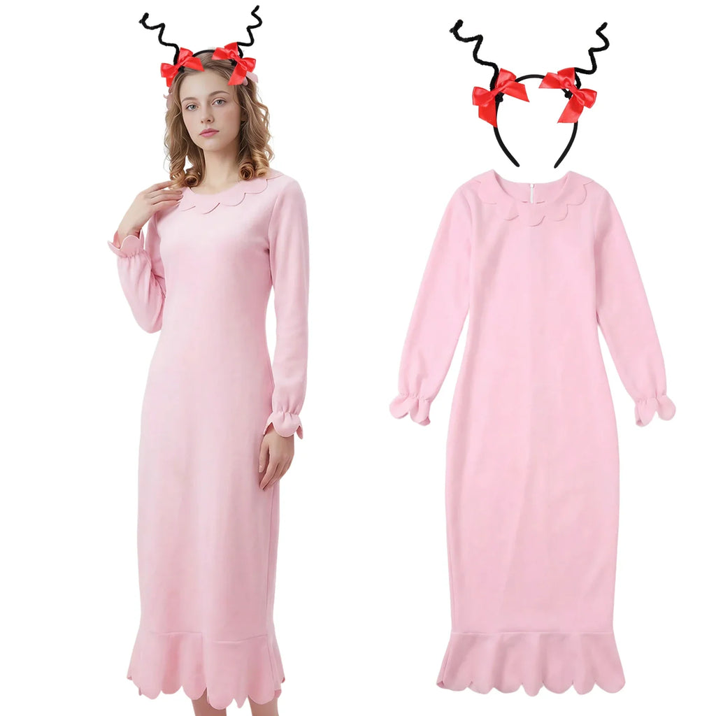 Adult Cindy Lou Who Costume – Pink Princess Dress for Women Women's Costume Dress Qme