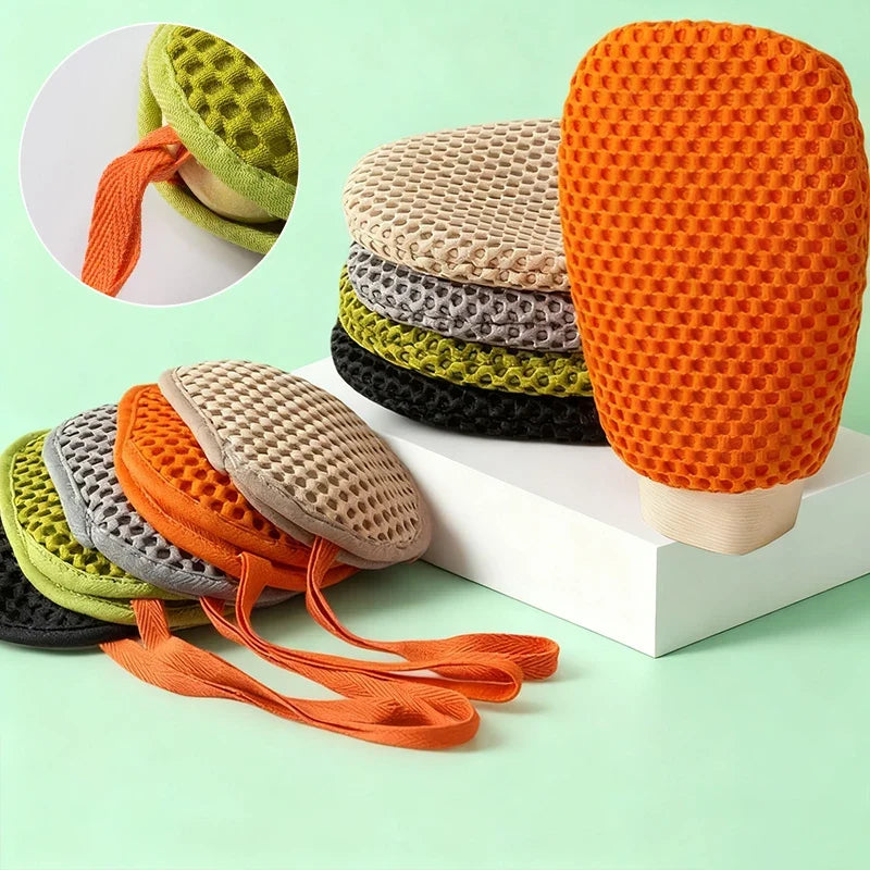 2-in-1 Bath Loofah Glove | Double-Sided Exfoliating Scrub Mitt Bath Exfoliating Glove Qme