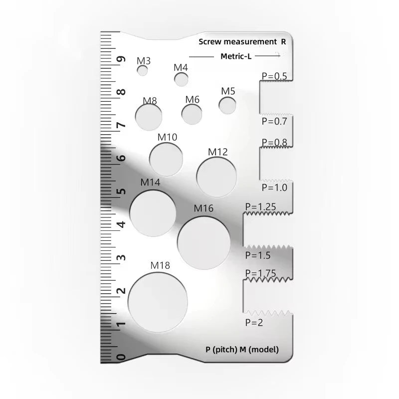 Stainless Steel Screw Thread Caliper – Pitch, Length & Diameter Gauge Thread Pitch Gauge Qst 1pc
