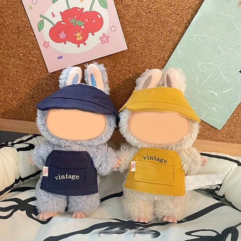 Vintage Baseball Cap & Apron Set for 17cm Dolls | Cute Accessories Doll Clothing Set Qme