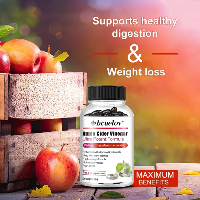 Apple Cider Vinegar 1500mg Capsules – Metabolism & Digestive Support Dietary Supplement Qst