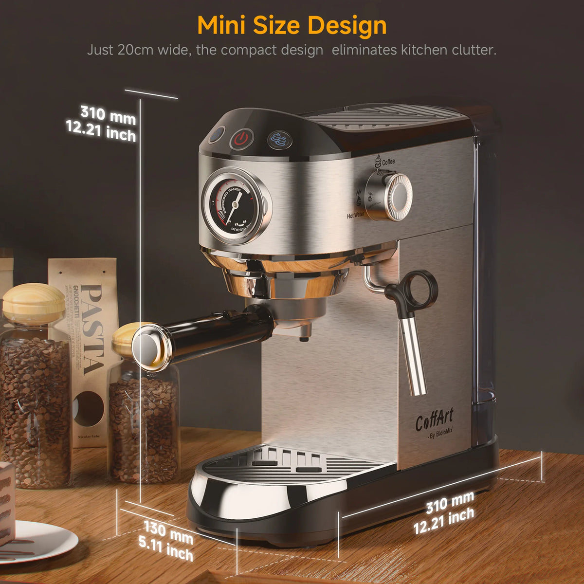 HAOYUNMA 20 Bar Espresso Machine – Pressure Gauge & Steam Wand Espresso Machine Qst