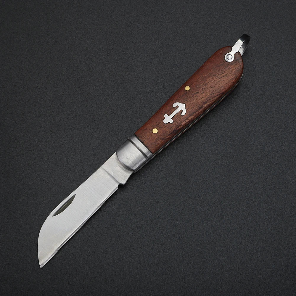 XUANFENG Damascus Folding Knife – Sandalwood Handle EDC Folding Pocket Knife Qst