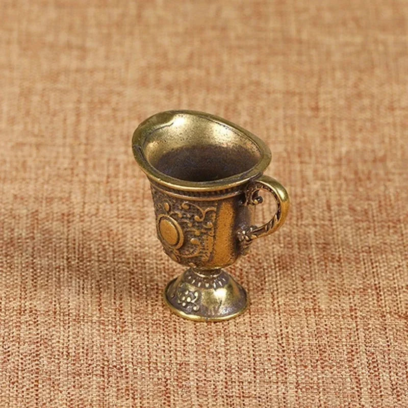 Antique Brass Buddha Mini Teacup Bucket Copper Charm Pendant Decorative Brass Charm Qme