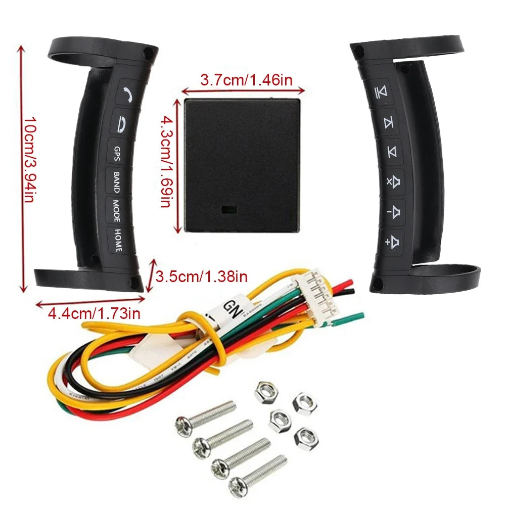 Wireless Steering Wheel Remote – 6-Button Car Nav DVD Control Car Steering Remote Qme