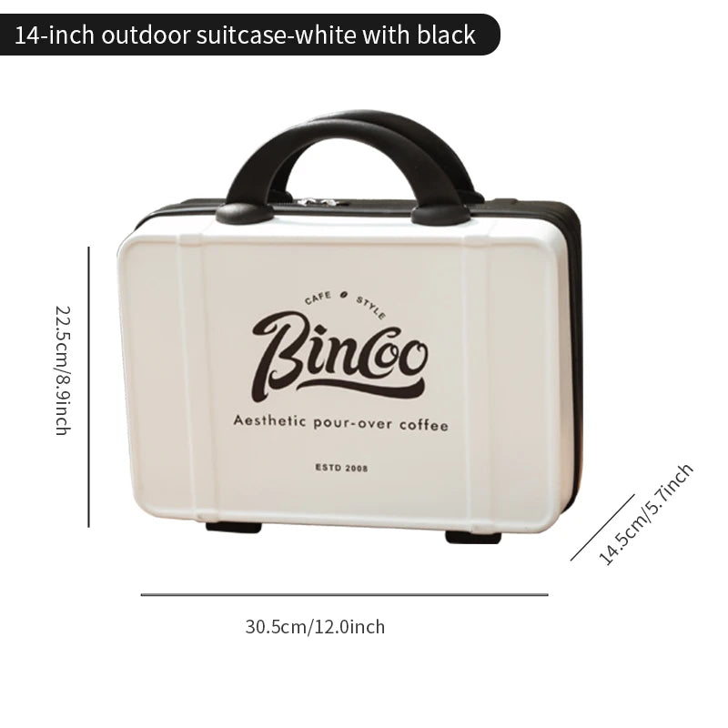 BINCOO Portable Coffee Kit – Moka Pot, Grinder & Kettle Set Portable Coffee Kit Qst White black