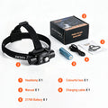 BORUiT HP5000 2200LM LED Headlamp – IP67, Type-C Rechargeable LED Headlamp Qst with 21700 battery