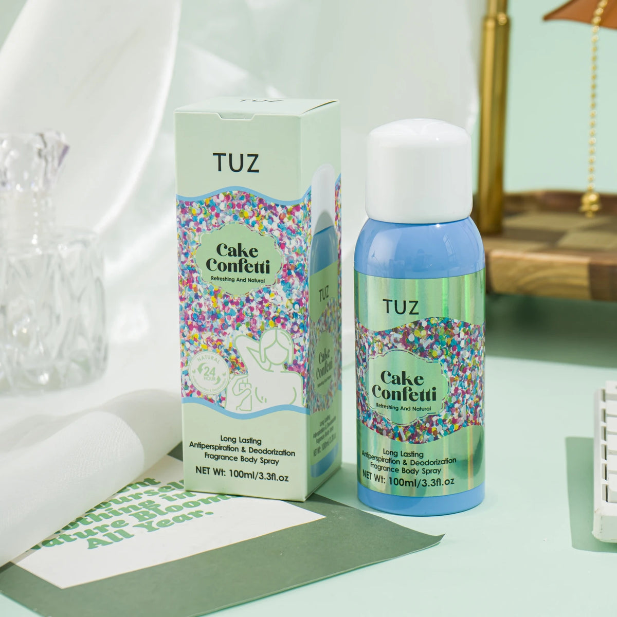 TUZ 24-Hour Floral Fruity Deodorant Body Spray 100ml Deodorant Body Spray Qst Cake Confetti 0668-2