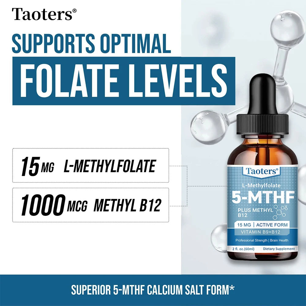 Organic Methyl Folate + Methyl B12 Liquid | 5-MTHF Berry Liquid Vitamin Supplement Qst