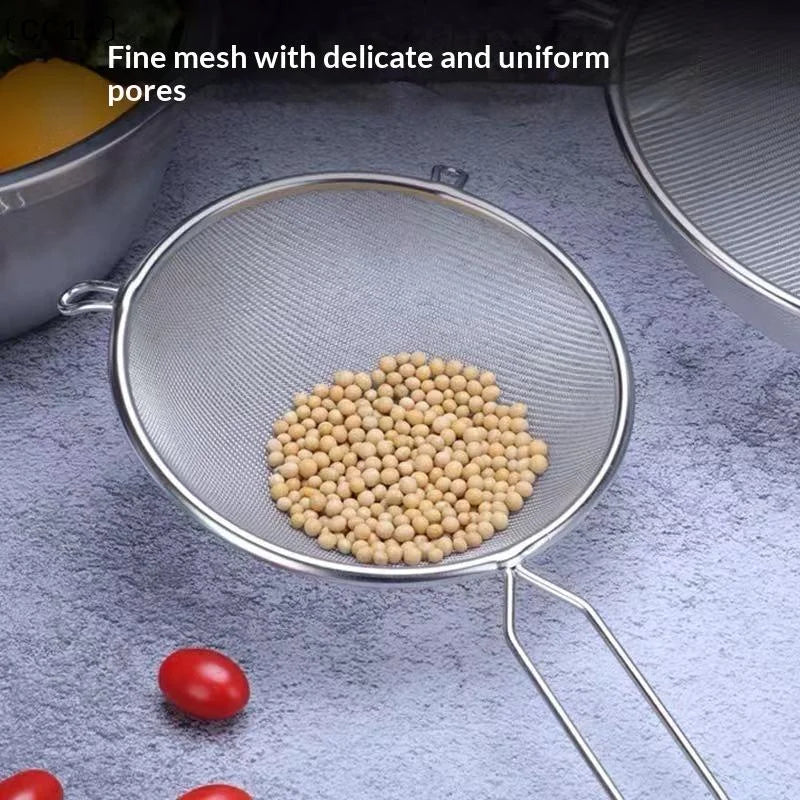 Fine Mesh Kitchen Strainer – Non-Slip Handle & Hook | Stainless Steel Kitchen Strainer Qme