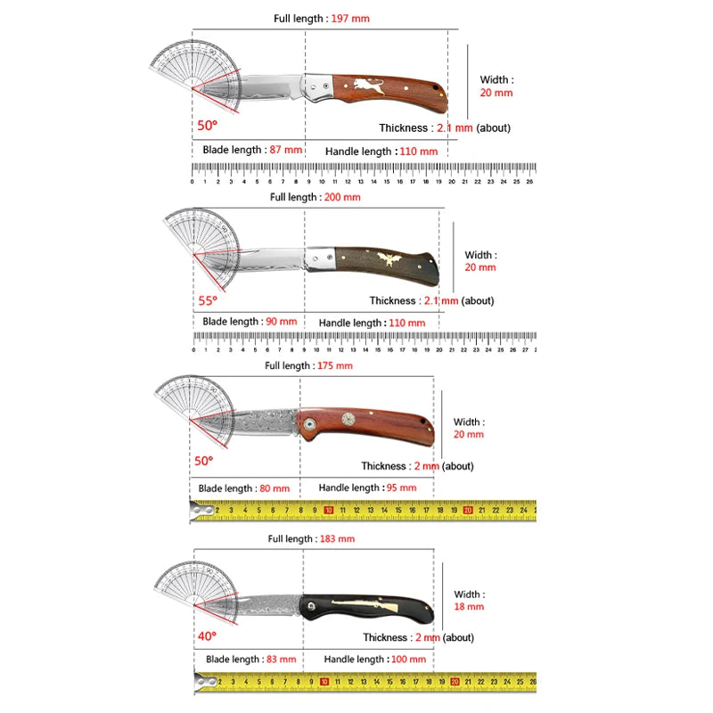 Damascus VG10 Folding Kitchen Knife – Wood Handle | InLeung Folding Kitchen Knife Qst