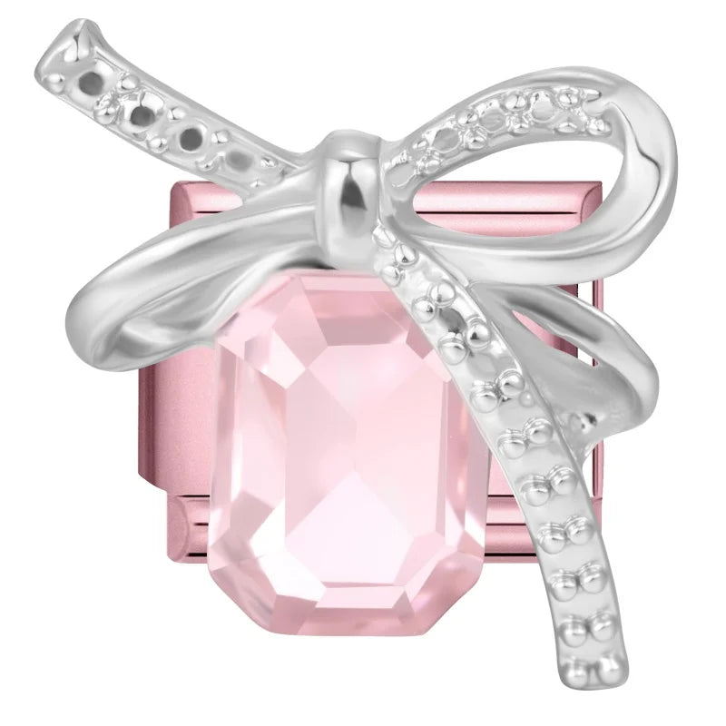 Zircon Bow & Star Italian Charm Links | Stainless Steel DIY Italian Charm Links Qme Style 13