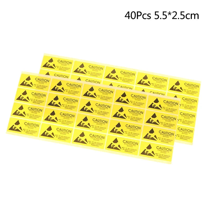 ESD Warning Labels – Static Sensitive Caution Stickers 40 pcs Warning Label Stickers Qme 5.5x2.5cm